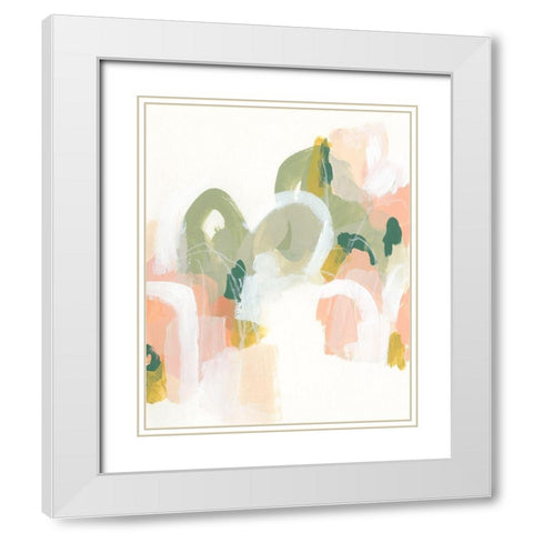 Pastel Cascade II White Modern Wood Framed Art Print with Double Matting by Vess, June Erica