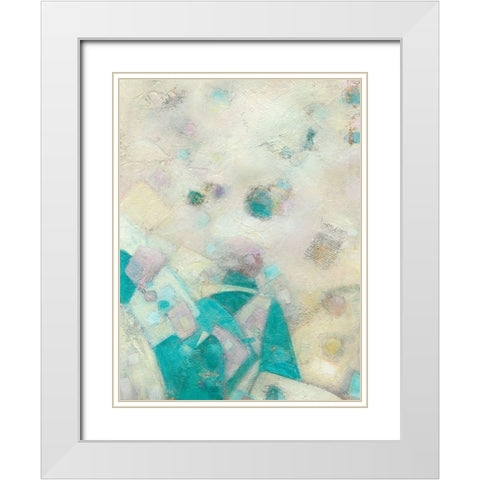 Turquoise Celebration I White Modern Wood Framed Art Print with Double Matting by Crawford, Beverly