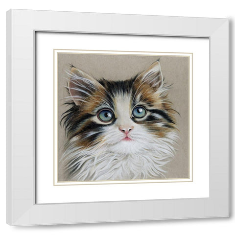 Kitten Portrait II White Modern Wood Framed Art Print with Double Matting by Liama, Lily