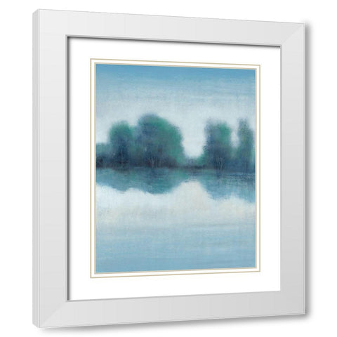 Misty Blue Morning II White Modern Wood Framed Art Print with Double Matting by OToole, Tim