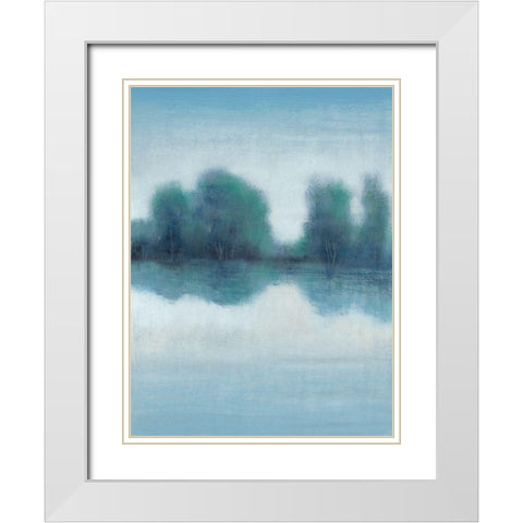 Misty Blue Morning II White Modern Wood Framed Art Print with Double Matting by OToole, Tim