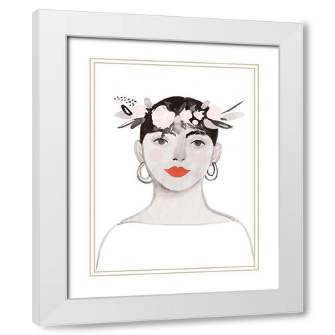 Blossom Crown III White Modern Wood Framed Art Print with Double Matting by Borges, Victoria