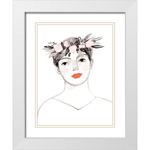 Blossom Crown IV White Modern Wood Framed Art Print with Double Matting by Borges, Victoria