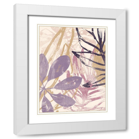 Purple Palms I White Modern Wood Framed Art Print with Double Matting by Vess, June Erica
