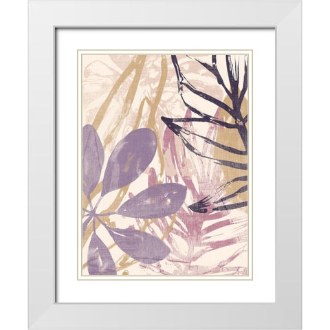 Purple Palms I White Modern Wood Framed Art Print with Double Matting by Vess, June Erica