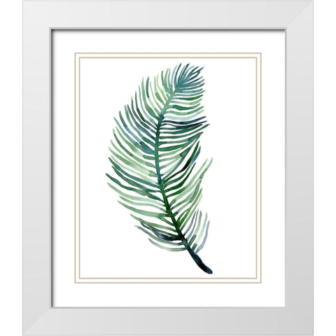 Watercolor Palm Leaves III White Modern Wood Framed Art Print with Double Matting by Scarvey, Emma