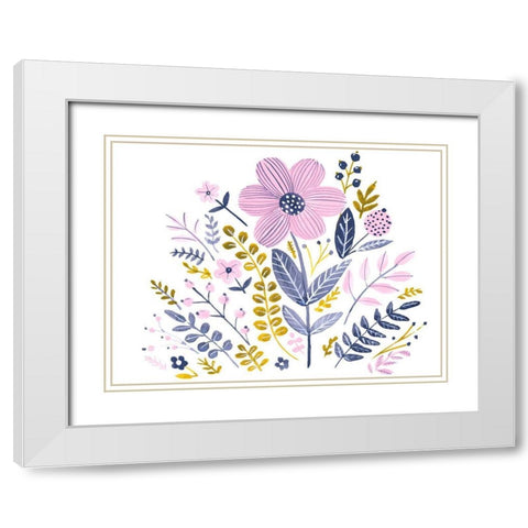 Sweet Folk Florals IV White Modern Wood Framed Art Print with Double Matting by Parker, Jennifer Paxton