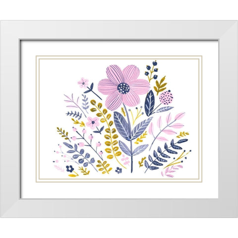 Sweet Folk Florals IV White Modern Wood Framed Art Print with Double Matting by Parker, Jennifer Paxton