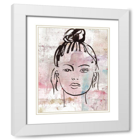 Feminas IV White Modern Wood Framed Art Print with Double Matting by Wang, Melissa