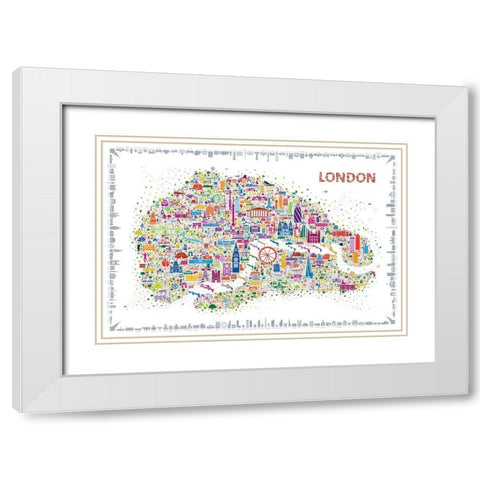 Iconic Cities-London White Modern Wood Framed Art Print with Double Matting by Esquer, Rafael
