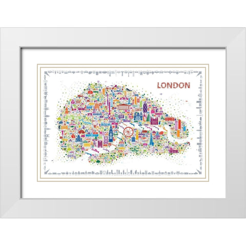 Iconic Cities-London White Modern Wood Framed Art Print with Double Matting by Esquer, Rafael