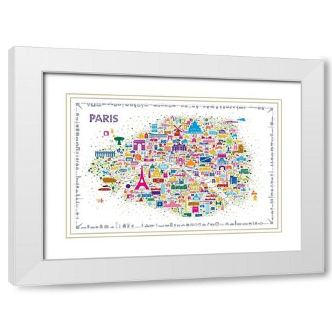 Iconic Cities-Paris White Modern Wood Framed Art Print with Double Matting by Esquer, Rafael