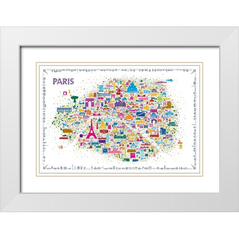 Iconic Cities-Paris White Modern Wood Framed Art Print with Double Matting by Esquer, Rafael