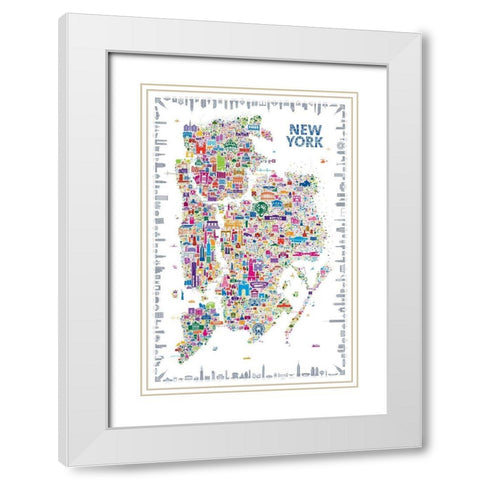 Iconic Cities-New York White Modern Wood Framed Art Print with Double Matting by Esquer, Rafael