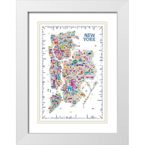 Iconic Cities-New York White Modern Wood Framed Art Print with Double Matting by Esquer, Rafael