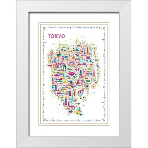 Iconic Cities-Tokyo White Modern Wood Framed Art Print with Double Matting by Esquer, Rafael
