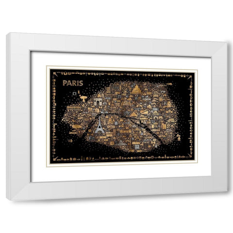 Glam Iconic Cities-Paris White Modern Wood Framed Art Print with Double Matting by Esquer, Rafael