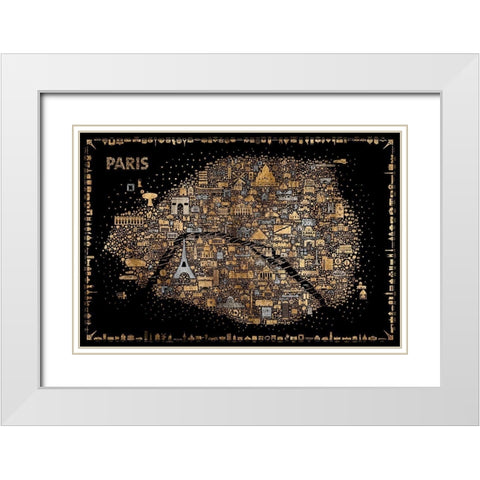Glam Iconic Cities-Paris White Modern Wood Framed Art Print with Double Matting by Esquer, Rafael