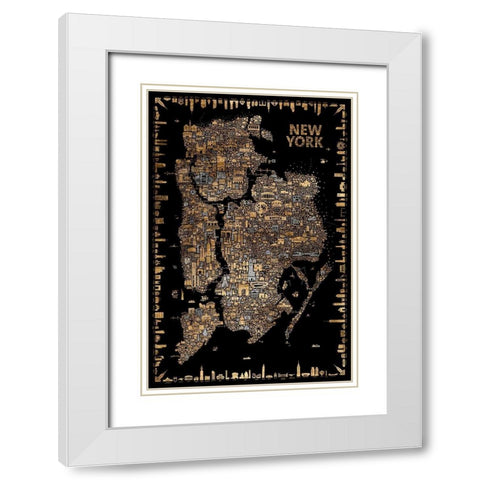 Glam Iconic Cities-New York White Modern Wood Framed Art Print with Double Matting by Esquer, Rafael