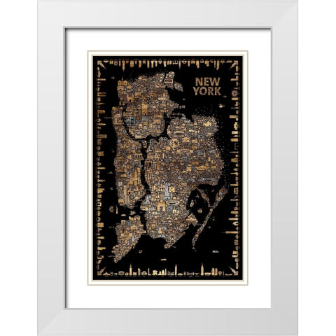 Glam Iconic Cities-New York White Modern Wood Framed Art Print with Double Matting by Esquer, Rafael