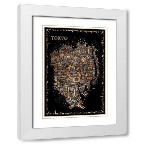 Glam Iconic Cities-Tokyo White Modern Wood Framed Art Print with Double Matting by Esquer, Rafael