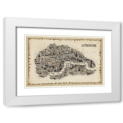 Antique Iconic Cities-London White Modern Wood Framed Art Print with Double Matting by Esquer, Rafael