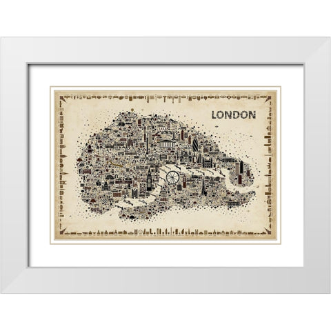 Antique Iconic Cities-London White Modern Wood Framed Art Print with Double Matting by Esquer, Rafael