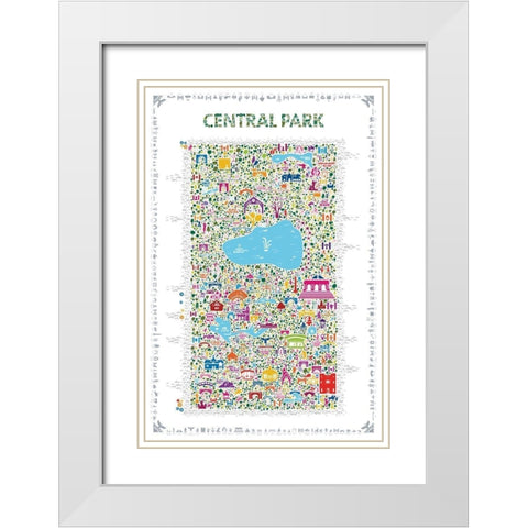 New York Collection-Central Park White Modern Wood Framed Art Print with Double Matting by Esquer, Rafael