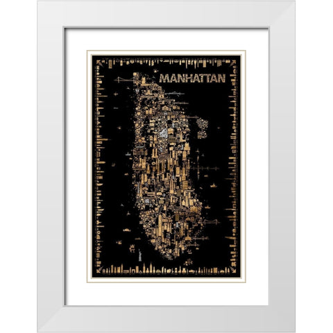 Glam New York Collection-Manhattan White Modern Wood Framed Art Print with Double Matting by Esquer, Rafael