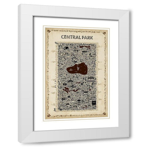 Antique New York Collection-Central Park White Modern Wood Framed Art Print with Double Matting by Esquer, Rafael