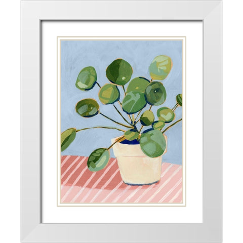 Plant on Pink I White Modern Wood Framed Art Print with Double Matting by Borges, Victoria
