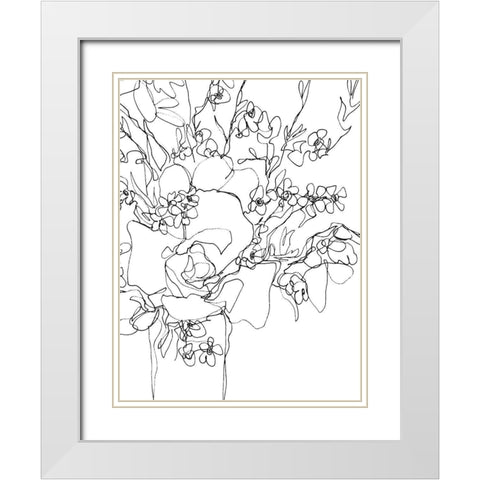 Contour Bouquet I White Modern Wood Framed Art Print with Double Matting by Vess, June Erica