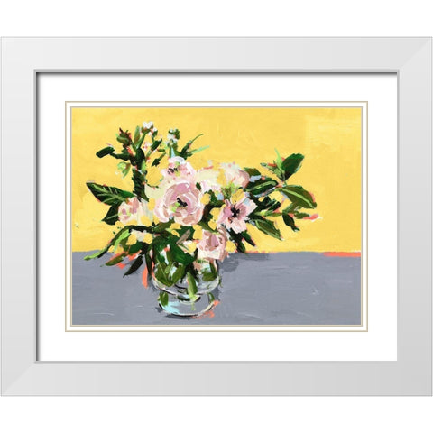 Natural Bouquet II White Modern Wood Framed Art Print with Double Matting by Wang, Melissa