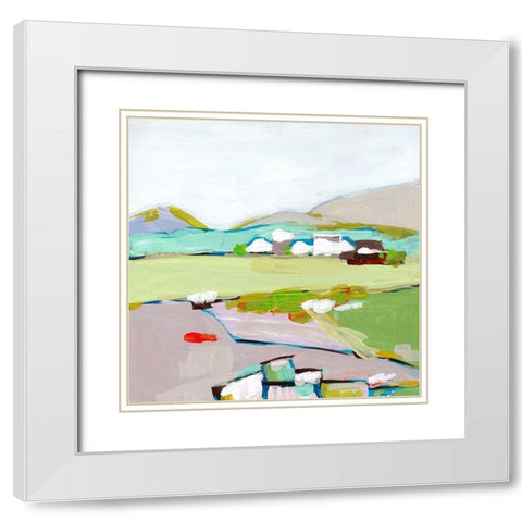 Mountain Village I White Modern Wood Framed Art Print with Double Matting by Wang, Melissa