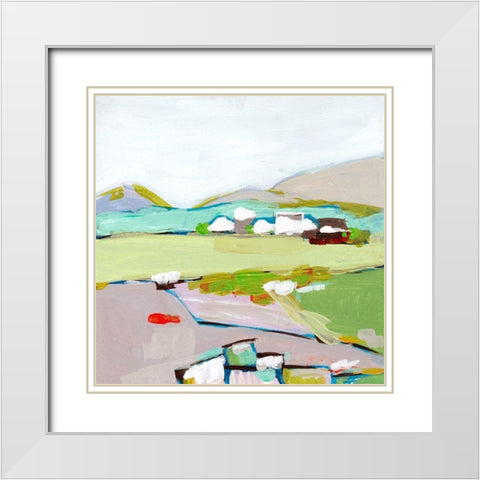 Mountain Village I White Modern Wood Framed Art Print with Double Matting by Wang, Melissa