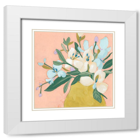 Floral Allure II White Modern Wood Framed Art Print with Double Matting by Vess, June Erica