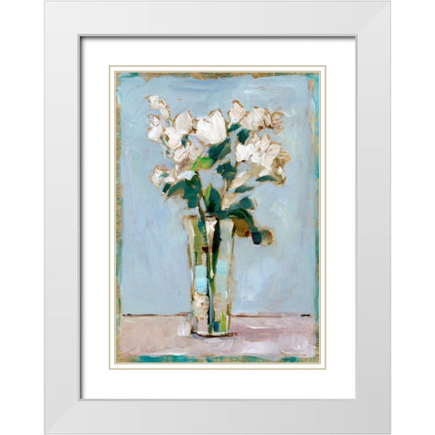 White Floral Arrangement I White Modern Wood Framed Art Print with Double Matting by Harper, Ethan