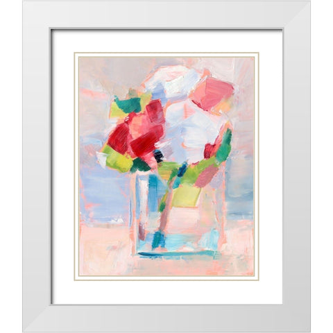 Abstract Flowers in Vase II White Modern Wood Framed Art Print with Double Matting by Harper, Ethan