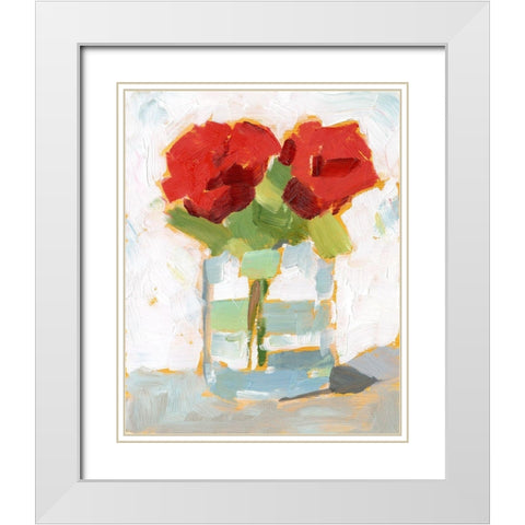 Cut Roses I White Modern Wood Framed Art Print with Double Matting by Harper, Ethan