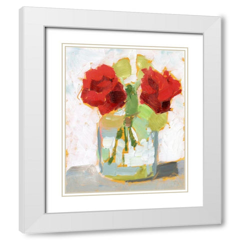 Cut Roses II White Modern Wood Framed Art Print with Double Matting by Harper, Ethan