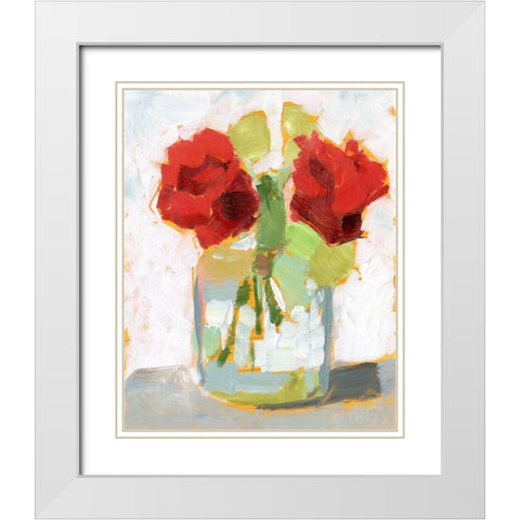 Cut Roses II White Modern Wood Framed Art Print with Double Matting by Harper, Ethan