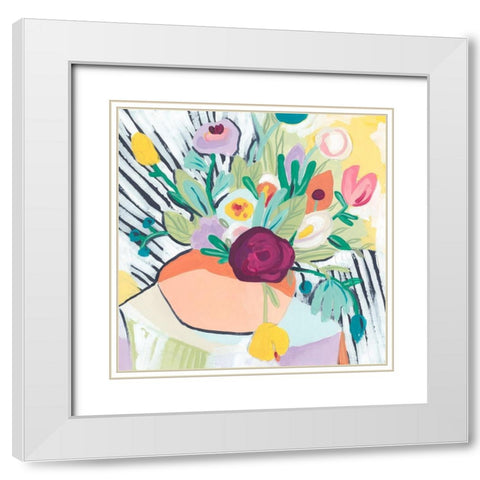 Fauvist Floral II White Modern Wood Framed Art Print with Double Matting by Vess, June Erica