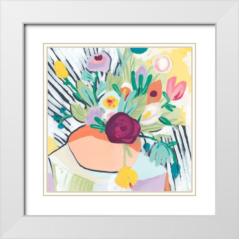 Fauvist Floral II White Modern Wood Framed Art Print with Double Matting by Vess, June Erica