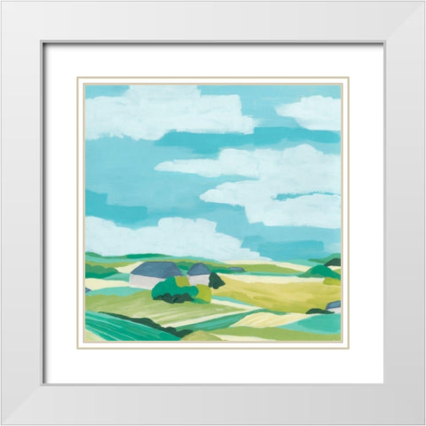 Village Valley I White Modern Wood Framed Art Print with Double Matting by Vess, June Erica
