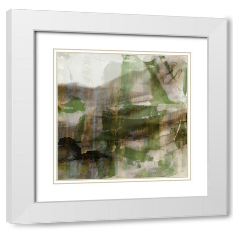Surface in Green I White Modern Wood Framed Art Print with Double Matting by Jasper, Sisa