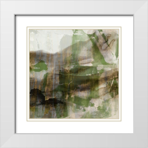 Surface in Green I White Modern Wood Framed Art Print with Double Matting by Jasper, Sisa