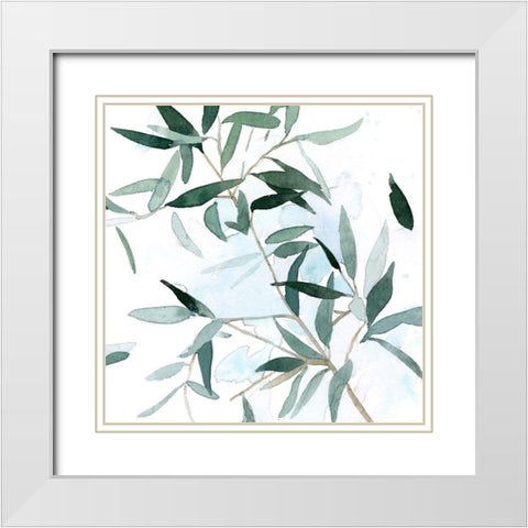 Serene Eucalyptus I White Modern Wood Framed Art Print with Double Matting by Scarvey, Emma