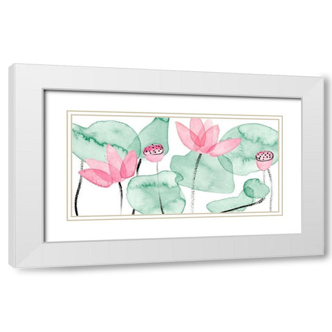 Lotus in Nature I White Modern Wood Framed Art Print with Double Matting by Wang, Melissa