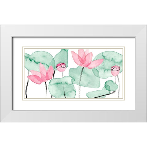 Lotus in Nature I White Modern Wood Framed Art Print with Double Matting by Wang, Melissa