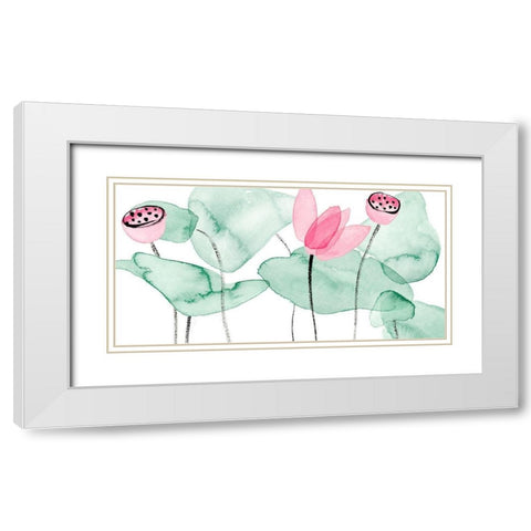 Lotus in Nature II White Modern Wood Framed Art Print with Double Matting by Wang, Melissa